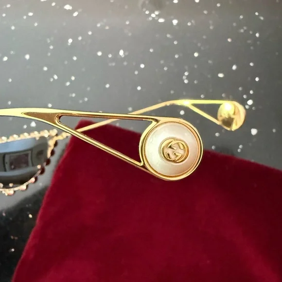 Gucci Gold Pearl-Trimmed Sunglasses - Picture 2 of 6